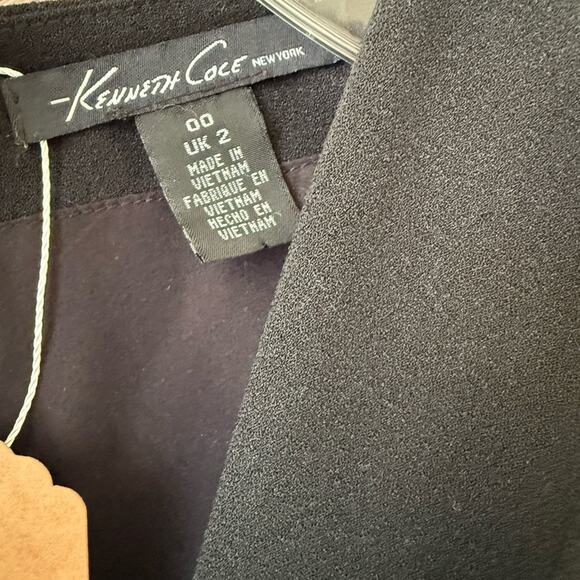 Kenneth Cole Sz. 00 New York Black Sheath Cocktail Dress Office Workwear Modern - Picture 4 of 4